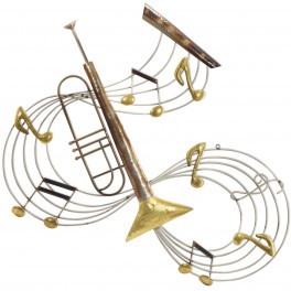 Déco murale musique : Portée & Trompette, L 95 cm
