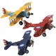 Avion Biplan métal Rouge, L 21 cm