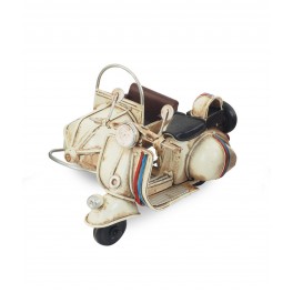 Side-car miniature en métal, Blanc L 12 cm