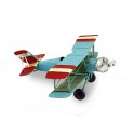 Avion Biplan en métal Bleu, L 14 cm