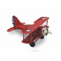 Avion Biplan en métal Rouge, L 14 cm