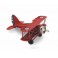 Avion Biplan en métal Rouge, L 14 cm