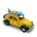 Voiture 2CV métal jaune surf, L 16,5 cm
