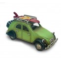 Voiture 2CV métal vert surf, L 16,5 cm