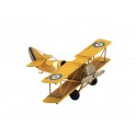 Avion Biplan en métal, Modèle jaune L 13,5 cm
