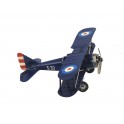 Avion Biplan métal Violet, L 21 cm