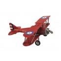 Avion Biplan métal Rouge, L 21 cm