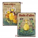 Plaque métal : Huile d'Olive, Modèle 3 flacons, H 33 cm