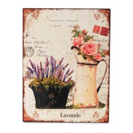 Plaque Métal Lavande Mod 2, H33 cm