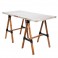 Table / Bureau industriel. Plateau alu & tréteaux bois, L 150 cm