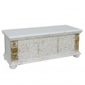 Table basse & Coffre, Modèle JODHPUR, Patine Blanche, L 102 cm
