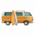 Plaque métal 3D : Le Combi Surf Jaune, L 60 cm