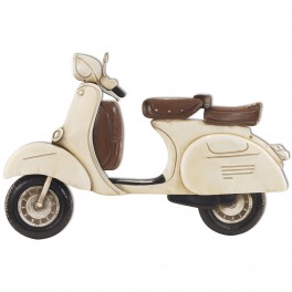 Déco murale métal : Scooter Vespa, Blanc & Marron, L 62 cm