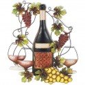 Déco murale vin 1 Bouteille 3 Verres, L 46 cm