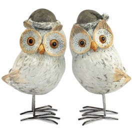 Set 2 chouettes Noël, H 20 cm
