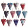 Set 12 Suspensions coeurs métal imprimés, H 13 cm