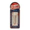 Thermomètre vintage métal, Modèle DRINK, H 29 cm