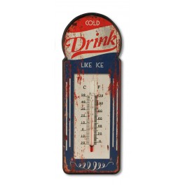 Thermomètre Intérieur/Extérieur : Modèle vintage DRINK, H 29 cm