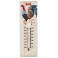 Thermomètre intérieur : Coq Plumes bleues, H 25 cm