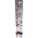 Suspension verre & métal bleu, Papillon, H 110 cm