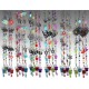 Suspension verre & métal violet, Oiseau, H 110 cm