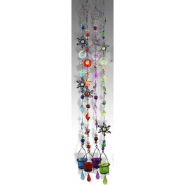 Suspension verre & métal Violet, Soleil, H 110 cm