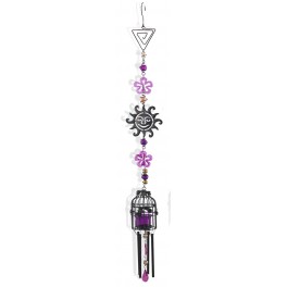 Suspension Bougeoir Cage, Soleil, Violet, H 100