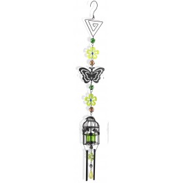 Suspension Bougeoir Cage, Papillon, Jaune, H 100