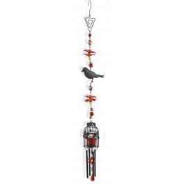 Suspension Bougeoir Cage, Oiseau, Rouge, H 100