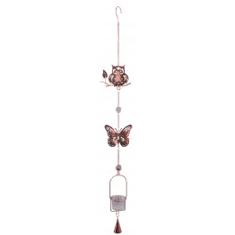Suspension métal dorée Chouette 1, H 95 cm