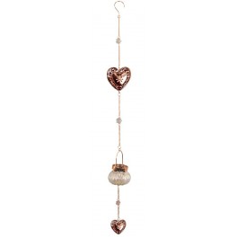 Suspension & Bougeoir doré Coeur, H 95 cm