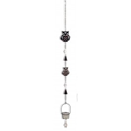 Suspension 2 hiboux, H 85 cm