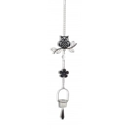 Suspension hibou branche, H 85 cm