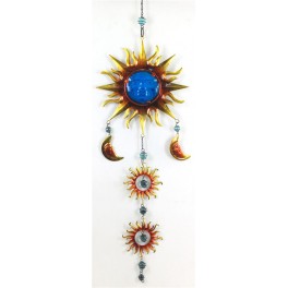 Suspension Soleil métal, Bleu H 95 cm