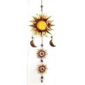 Suspension Soleil Verre & Métal, Jaune, H 95 cm