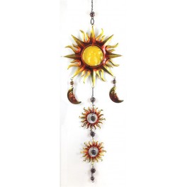 Suspension Soleil métal, Jaune H 95 cm