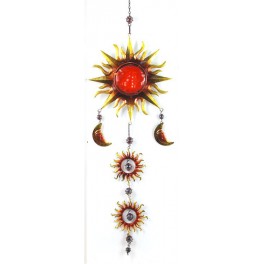 Suspension Soleil métal, Rouge H 95 cm