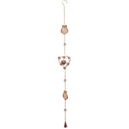 Suspension métal dorée Chouette, H 105 cm