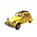 Voiture 2 CV Capote ouverte Jaune Vintage, L 16 cm