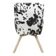 Fauteuil vintage bois, Tissu Noir & Blanc