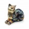 Statuette Chat Couché, Collection Blue Saphir, Mod 1, L 16 cm