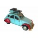Voiture 2 CV Modèle Bleu & Rouge, L 26 cm