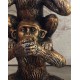Statuette Totem 3 Singes de la sagesse en résine, H 20 cm
