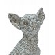 Le chihuahua assis Design, Collection Perles de strass Argent, H 26 cm