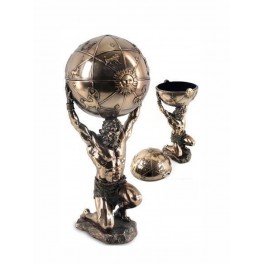 Statuette homme : Atlas et le Globe Terrestre, H 31 cm