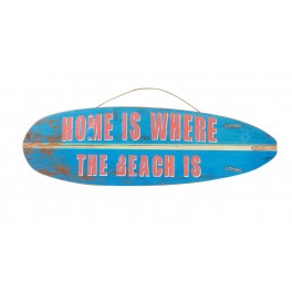 Déco murale vintage bois : Planche de surf Home is Beach, L 45 cm