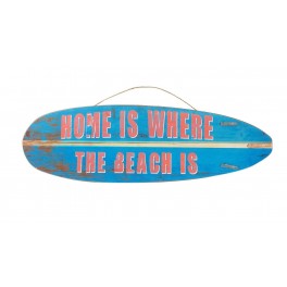 Déco murale vintage bois : Planche de surf Home is Beach