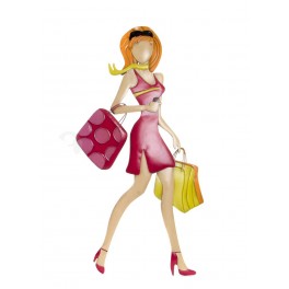 Déco murale métal : Sexy Lady, Robe fushia, H 74 cm