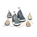 La régate, 6 bateaux, Modèle Gris / Bleu, L 106 cm