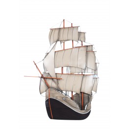 Déco murale métal Bateau : Le vieux galion à voile 3 mâts, H 80 cm
